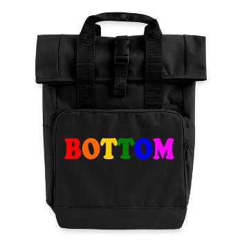 Bottom - Roll Top Backpack with Two Handles - black - Front
