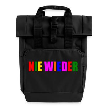 Nie wieder - Rolltop Rucksack mit zwei Griffen - Schwarz - Vorne