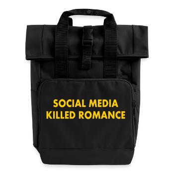 social media killed romance - Roll Top Backpack with Two Handles - black - Front