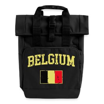 Vintage Drapeau Belgique Rétro Belge - Sac à dos Roll Top à deux anses - noir - Devant