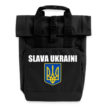 Slava ukraini - Rolltop Rucksack mit zwei Griffen - Schwarz - Vorne