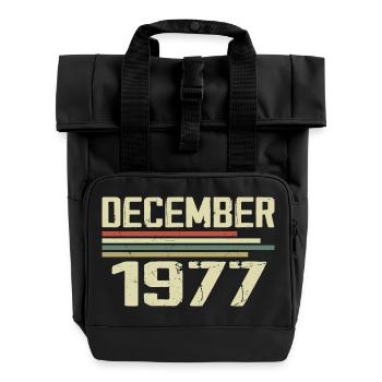 December 1977 Vintage Retro Birthday - Roll Top Backpack with Two Handles - black - Front