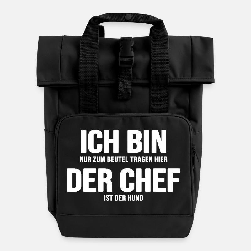 Hund Hundewiese Hundetrainer Gassi Rudelführer - Rolltop Rucksack mit zwei Griffen - Schwarz