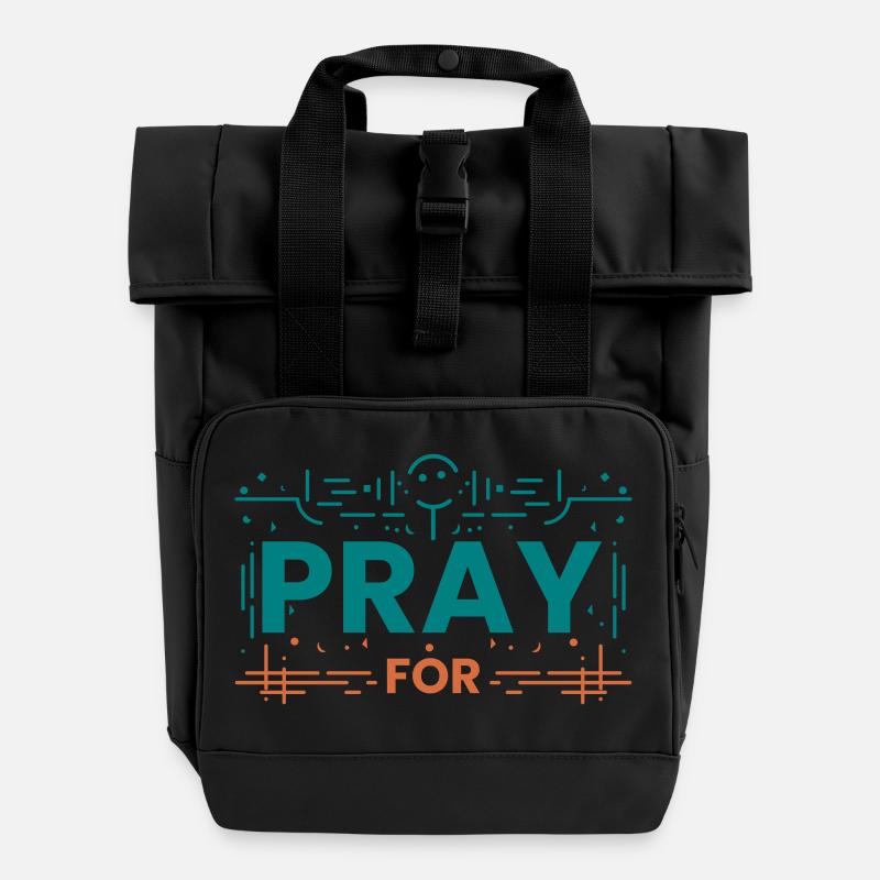 Priez pour l'humanité - Sac à dos Roll Top à deux anses - noir