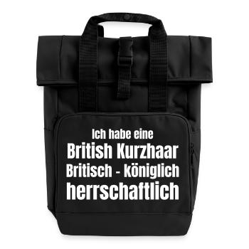 British Cat - Roll Top Backpack with Two Handles - black - Front