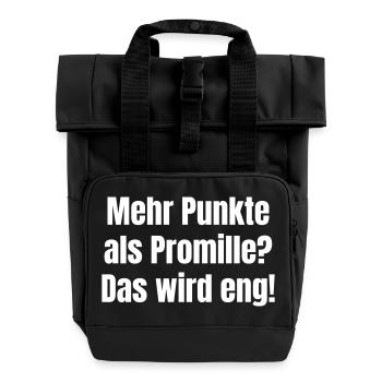 Mehr Punkte als Promille? Das wird eng! - Rolltop Rucksack mit zwei Griffen - Schwarz - Vorne