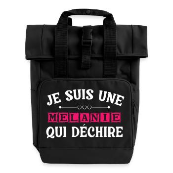 t shirt I'm a Melanie who rocks - Roll Top Backpack with Two Handles - black - Front