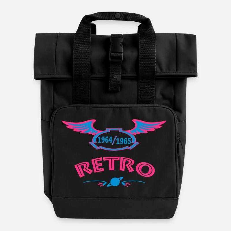 1964 65 - Rolltop Rucksack mit zwei Griffen - Schwarz