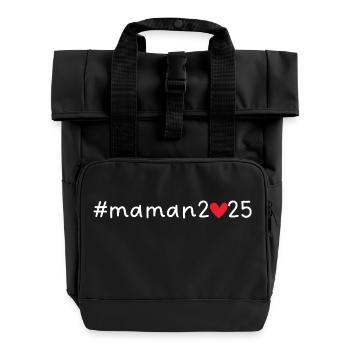 Mom 2025 - Roll Top Backpack with Two Handles - black - Front