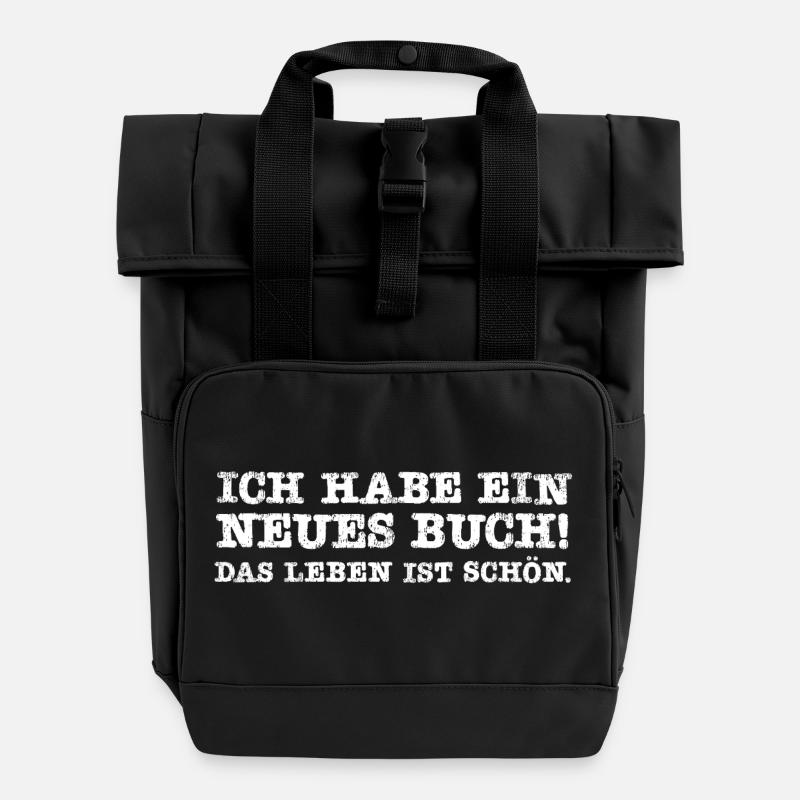 Ich Habe Ein Neues Buch - Rolltop Rucksack mit zwei Griffen - Schwarz