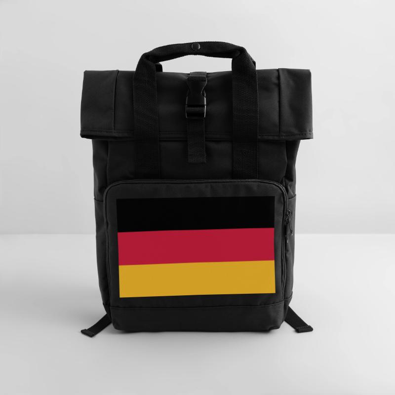 Germany flag Roll Top Backpack with Two Handles