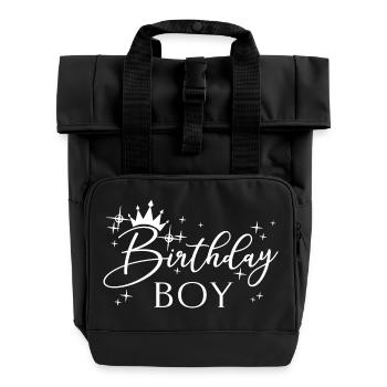 Birthday Boy - Geburtstagsparty Geschenk für Kinder Jungen - Rolltop Rucksack mit zwei Griffen - Schwarz - Vorne