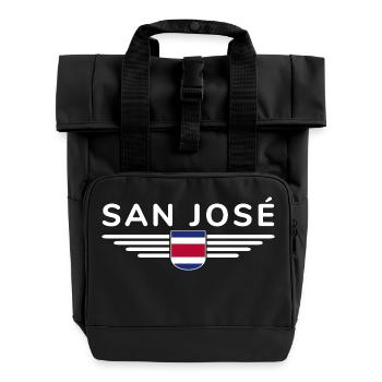 San José T-Shirt – Costa Rica Vibes - Rolltop Rucksack mit zwei Griffen - Schwarz - Vorne