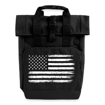 Flagge USA - Amerika - Geschenk - Rolltop Rucksack mit zwei Griffen - Schwarz - Vorne