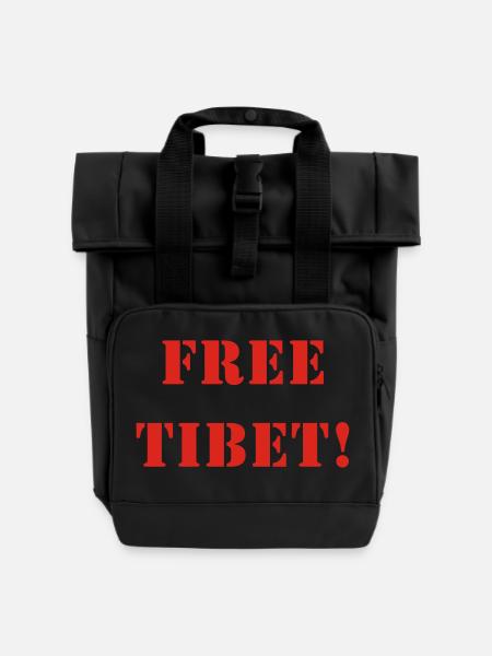 FREE TIBET! - Rolltop Rucksack mit zwei Griffen - Schwarz