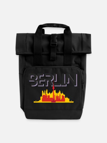 Stadt Berlin - Rolltop Rucksack mit zwei Griffen - Schwarz