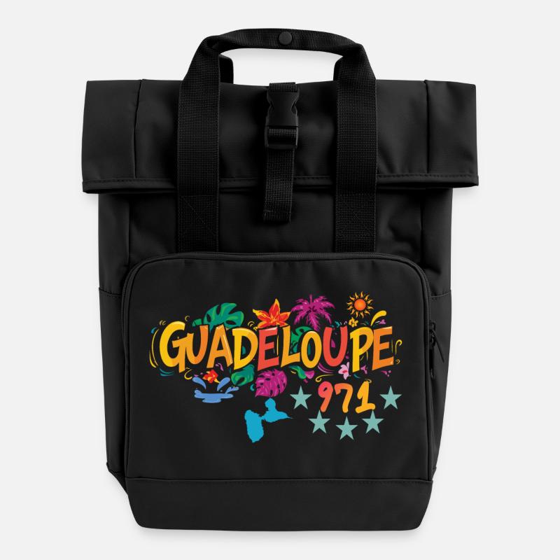 Map of Guadeloupe 971 - souvenir gift idea - Roll Top Backpack with Two Handles - black