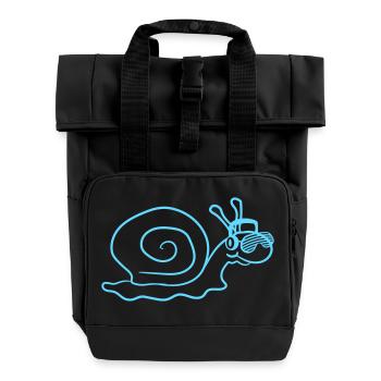 Cool DJ Snail Cute Shell - Roll Top Backpack with Two Handles - black - Front