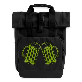 beer - Roll Top Backpack with Two Handles - black - Front
