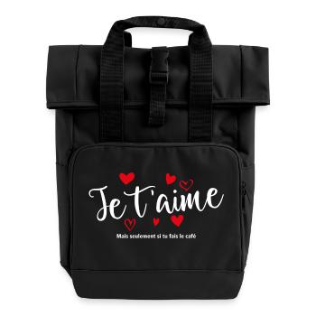 T'T Shirt / I Love You / I Love You / I Love You - Roll Top Backpack with Two Handles - black - Front