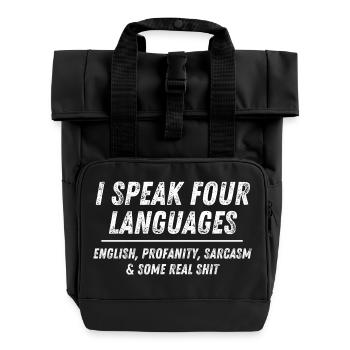 I Speak 4 Languages: English Profanity Sarcasm - Sac à dos Roll Top à deux anses - noir - Devant