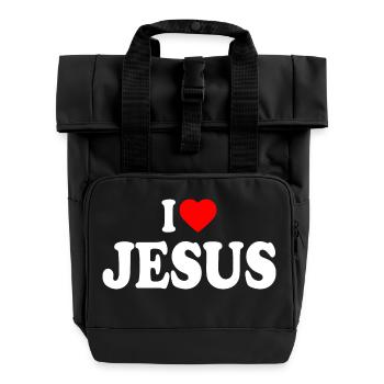 I love jesus - Roll Top Backpack with Two Handles - black - Front