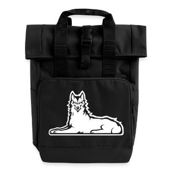 Tschetschenischer Weißer Wolf - Rolltop Rucksack mit zwei Griffen - Schwarz - Vorne
