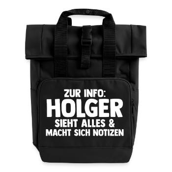 Holger - Sac à dos Roll Top à deux anses - noir - Devant
