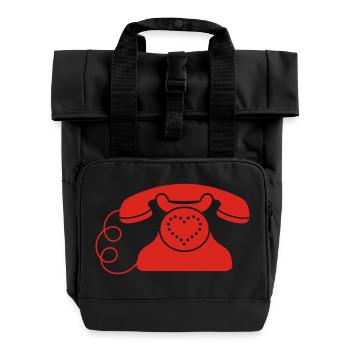 Heart Phone - Roll Top Backpack with Two Handles - black - Front