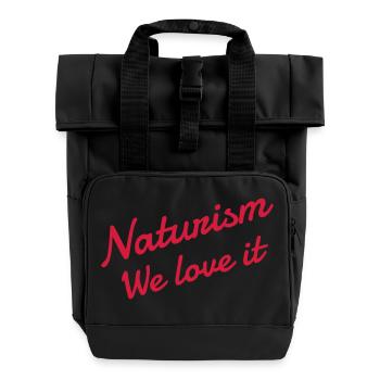 Naturism Naturist FKK Naturisme Naturiste Nudist - Roll Top Backpack with Two Handles - black - Front