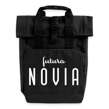 Futura Novia Engagement Bridal Shower Wedding - Roll Top Backpack with Two Handles - black - Front
