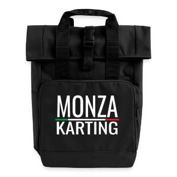 Monza Kart Gokart Gokart Rennbahn Go-Kart - Rolltop Rucksack mit zwei Griffen - Schwarz - Vorne