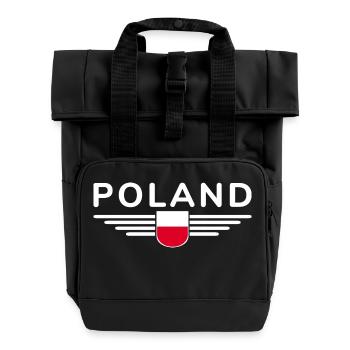 I Love Poland, Elegance Style Design T-Shirt - Roll Top Backpack with Two Handles - black - Front