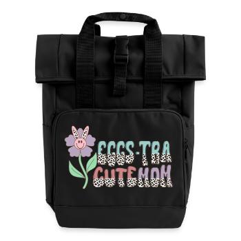 Eggs-Tra Cute Mom - Roll Top Backpack with Two Handles - black - Front