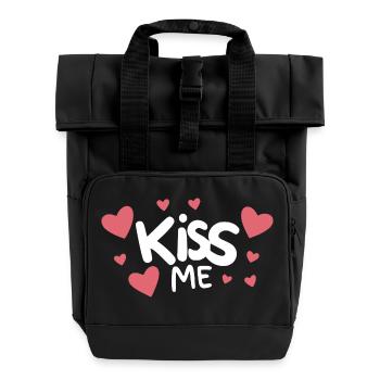 Kiss Me - Roll Top Backpack with Two Handles - black - Front