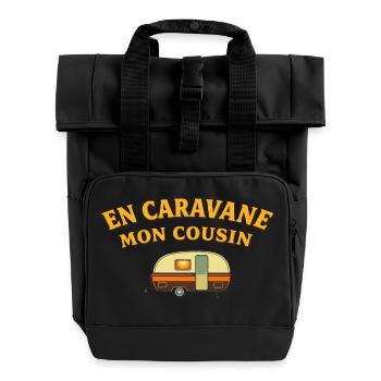 En caravane, Mon cousin - Sac à dos Roll Top à deux anses - noir - Devant