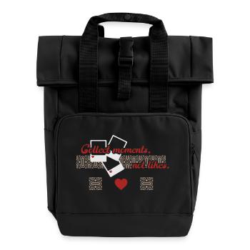 Sammeln Sie Momente, nicht Likes – Minimalistische Botschaft - Rolltop Rucksack mit zwei Griffen - Schwarz - Vorne