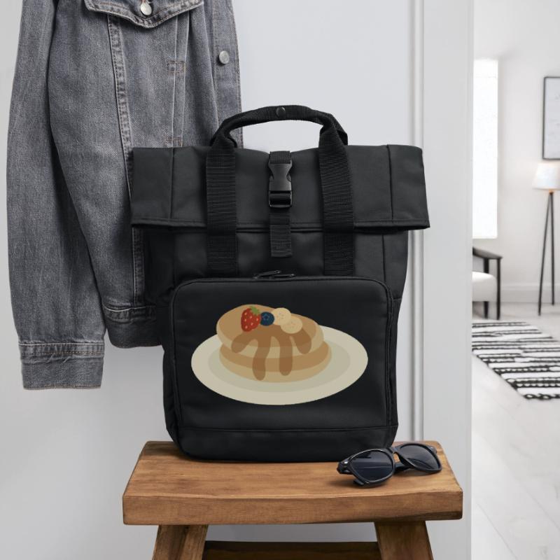 Pancake Stack Roll Top Backpack with Two Handles