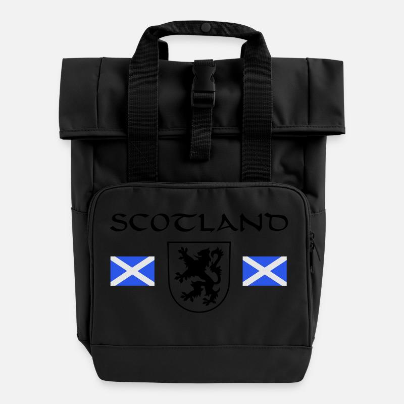 Scotland's "Rampant Lion" - Roll Top Backpack with Two Handles - black