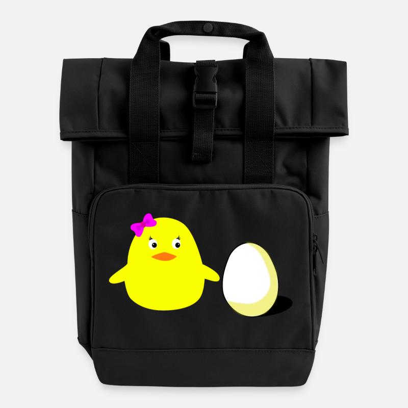 big_sister_chick - Roll Top Backpack with Two Handles - black