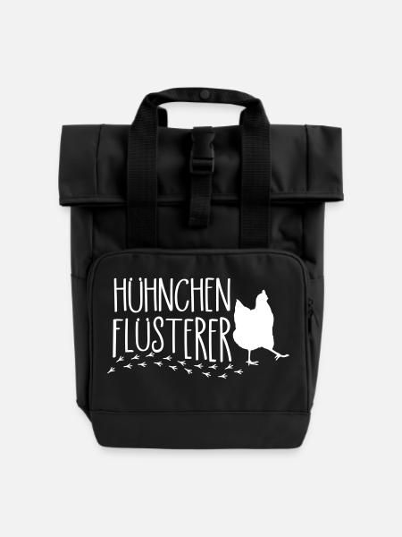 Lustiger Huhn Spruch Hühnchen Flüsterer - Rolltop Rucksack mit zwei Griffen - Schwarz