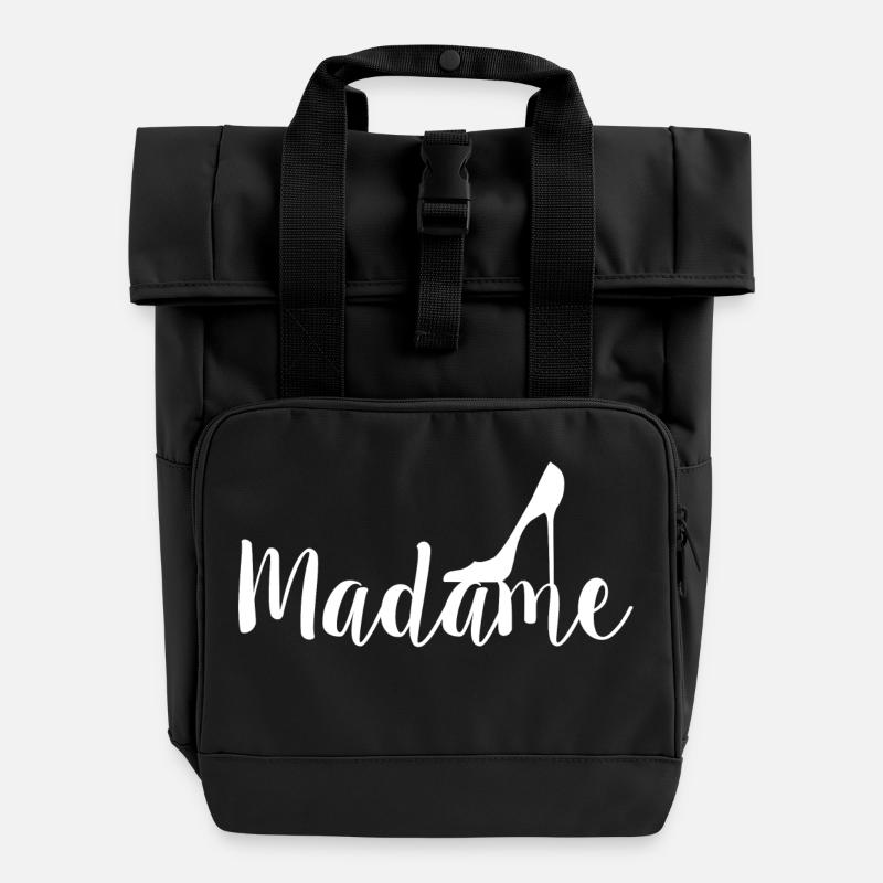 Madame talon haut blanc - Sac à dos Roll Top à deux anses - noir