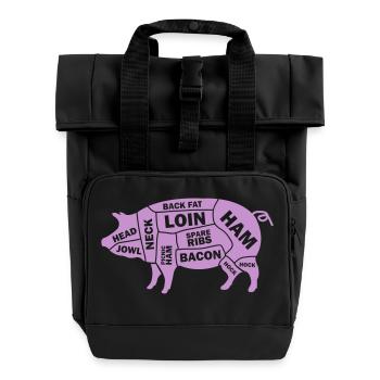 Pig Schwein - Roll Top Backpack with Two Handles - black - Front