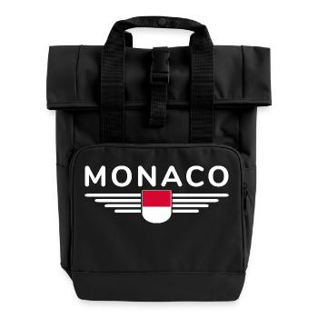 Monaco Design – Stil für Fans des Fürstentums - Rolltop Rucksack mit zwei Griffen - Schwarz - Vorne