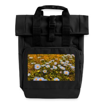 Daisies in Bloom - Roll Top Backpack with Two Handles - black - Front