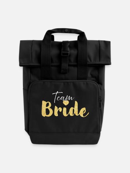 Team Bright Gold - Roll Top Backpack with Two Handles - black