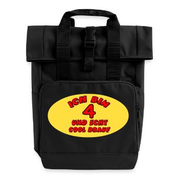 Geburtstag - Rolltop Rucksack mit zwei Griffen - Schwarz - Vorne