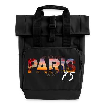 Paris 75 - Roll Top Backpack with Two Handles - black - Front
