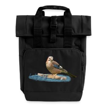 Eichelhäher - Rolltop Rucksack mit zwei Griffen - Schwarz - Vorne