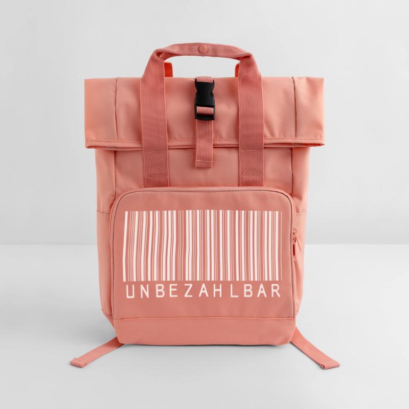 Code-barres PRICELESS blanc Sac à dos Roll Top à deux anses